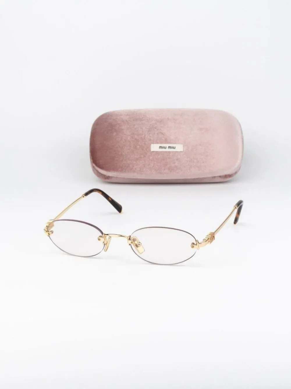 Miu Miu Women Eyeglasses Gold Oval Rimless MUA54S 5AK08N NEW AUTHENTIC